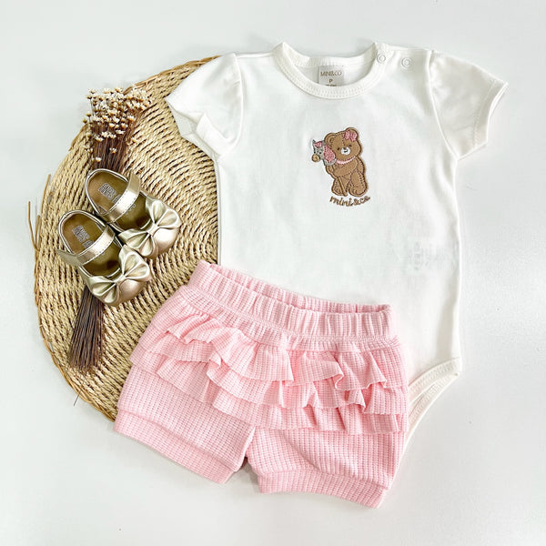 Conjunto Body e Short Babadinho Algodão Egípcio e Tricot - Ursinha e Cavalinho