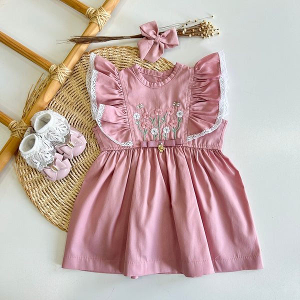 Vestido Babado e Jardim Rosê - Isabela