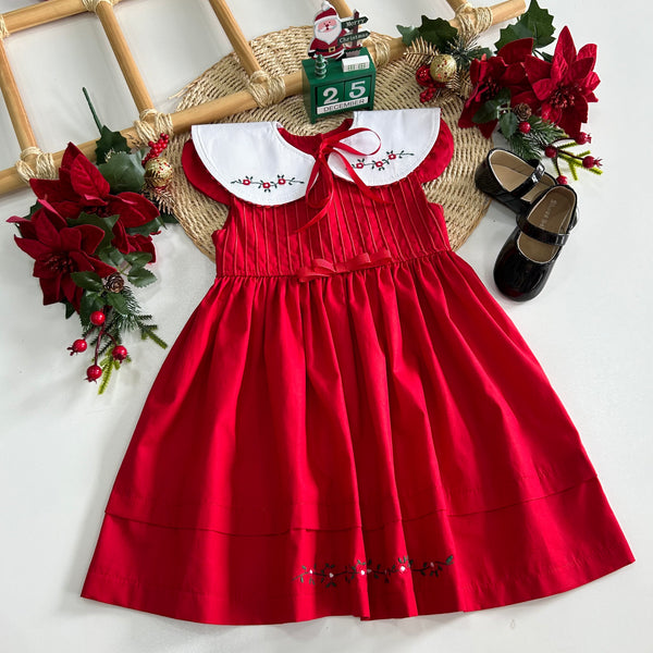 Vestido Maitê Vermelho Golinha Bordada - Coleção Natal Encantado