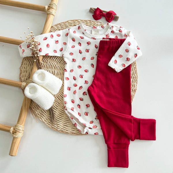 Conjunto Body Morangos e Calça Vermelha - Picnic