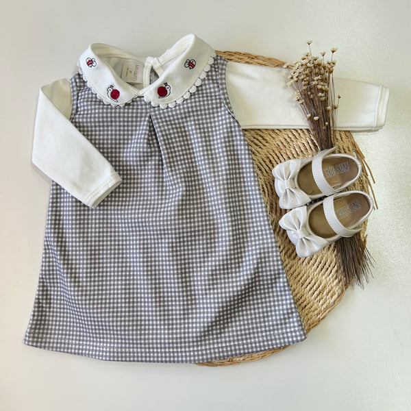 Conjunto Body Gola Bordada  e Vestido - Fazendinha