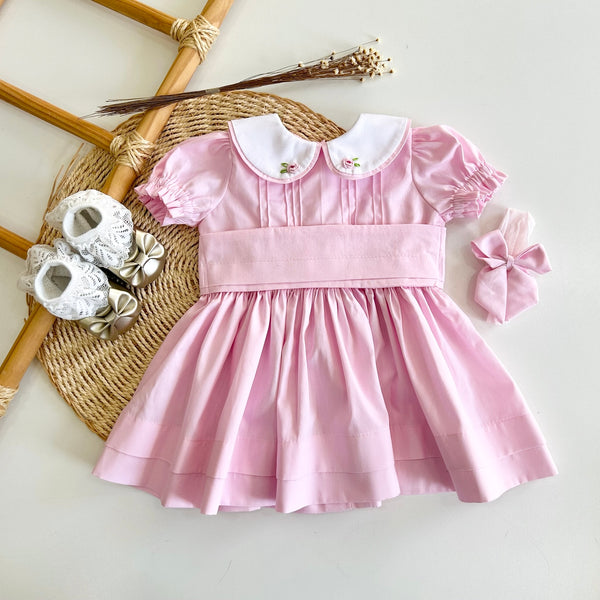 Vestido Xadrez Rosa com Golinha Rococó - Maria Fernanda