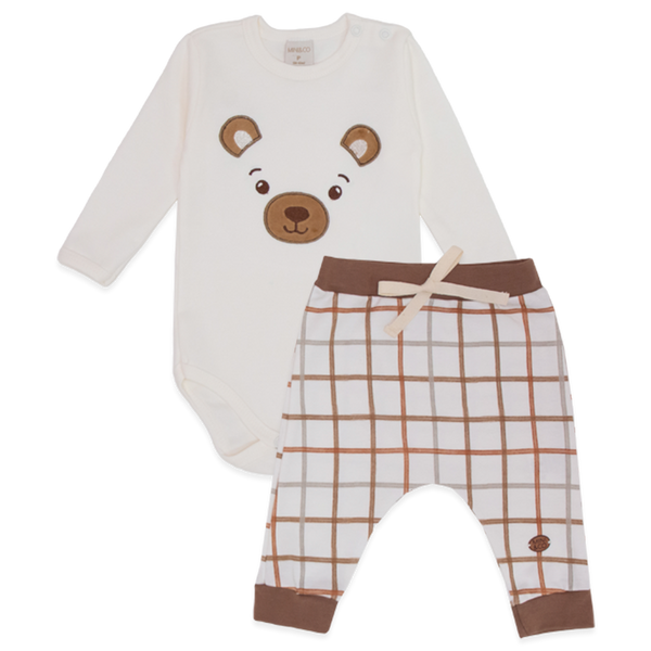 CONJUNTO  BODY URSO E CALÇA XADREZ