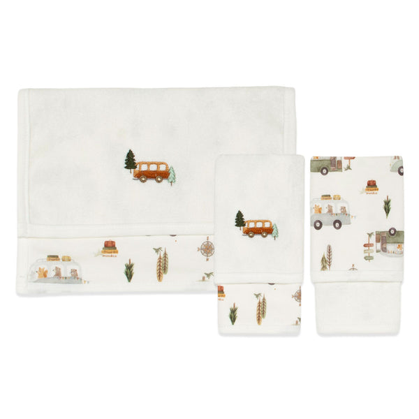 Kit 2 Paninhos de Boca MINI&CO Off White - Algodão Egípcio Ultrasoft Bordado Traveling