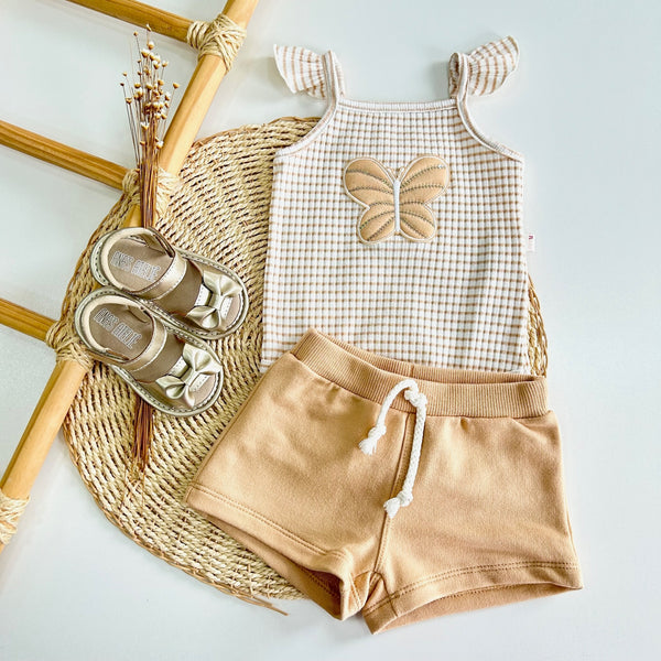 Conjunto Body Listras Borboleta e Shorts  - NINI&BAMBINI