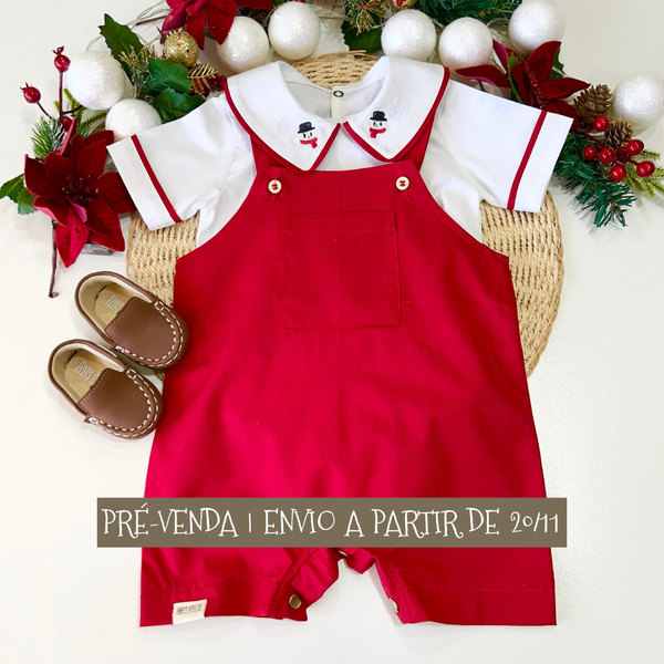 Jardineira Estrela do Natal Vermelha - Coleção Magia