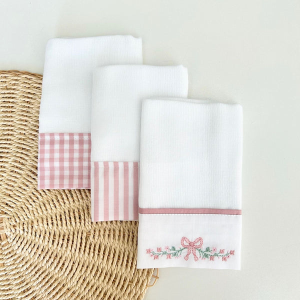 Kit 3 Paninhos de Boca Laço Rosê - Ana's Ateliê