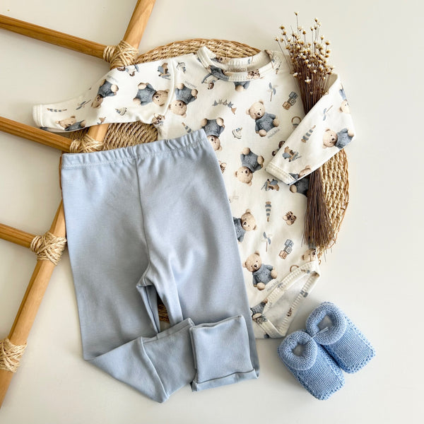 Conjunto Body Manga  Longa Urso e Calça Brinquedos