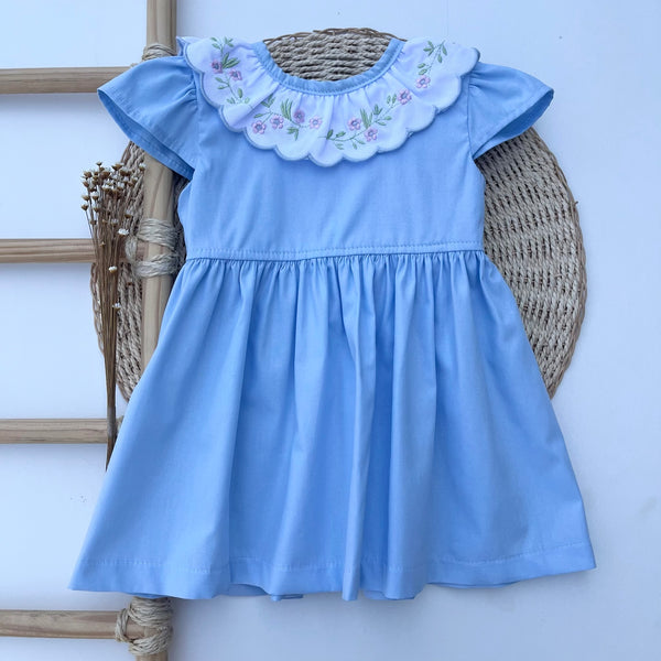 Vestido Infantil Hortência com Golinha Babado Bordada - Coleção Esmeralda