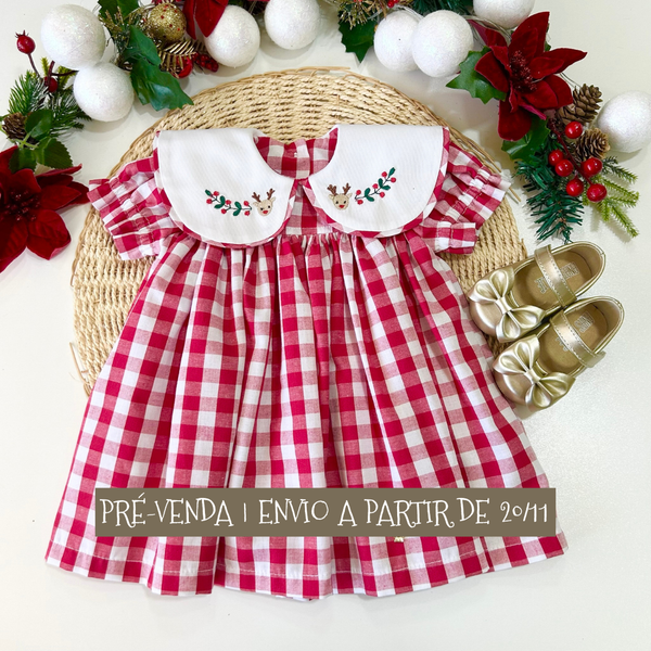 Vestido Renas do Natal - Colecão Magia