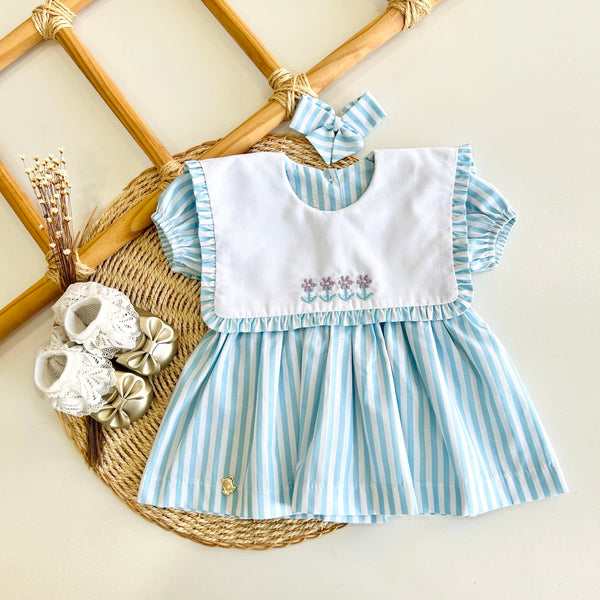 Vestido Listras Azul Celeste - Maria Julia
