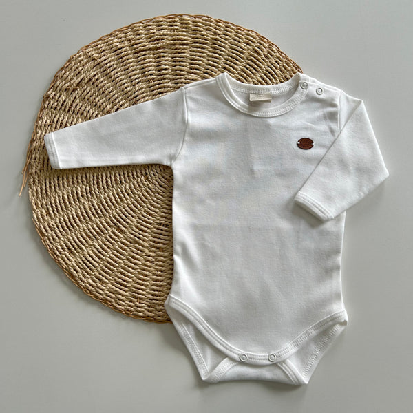 Body de Algodão Egípcio Manga Longa Basics Off White - Mini&CO