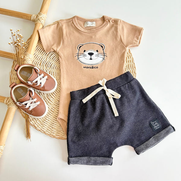 Conjunto Body Algodão Egípcio e Short Safari Tigre