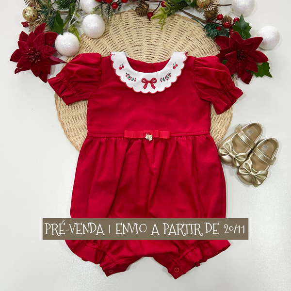 Romper Natal Dourado - Coleção Magia