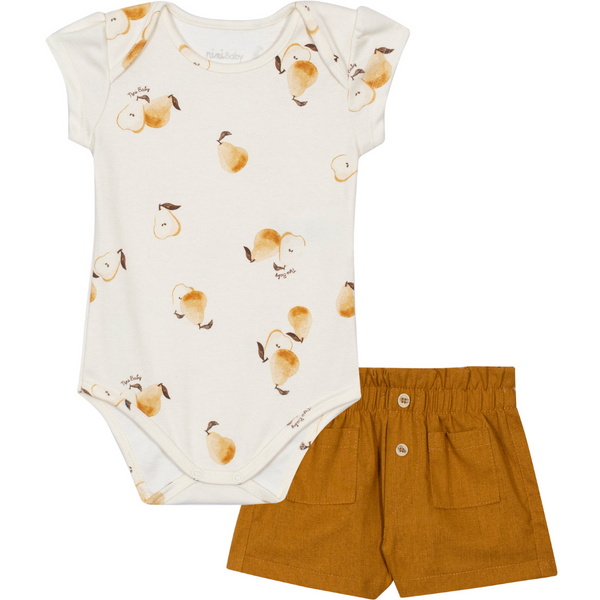 Conjunto Body Pera e Short Linho