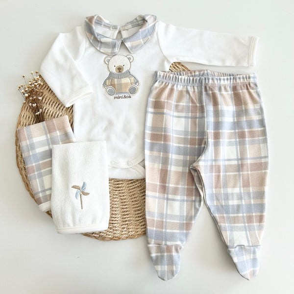 Conjunto Body Golinha e Calça Xadrez Azul - Brinquedos