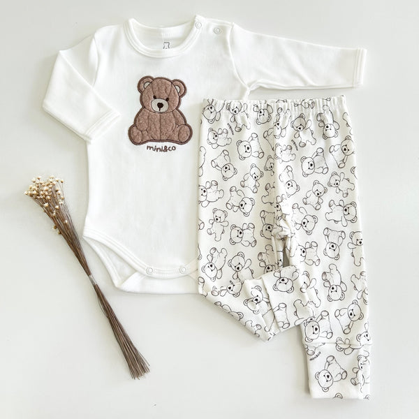 Conjunto Body Ursinho Fofo e Calça Pé Reversível
