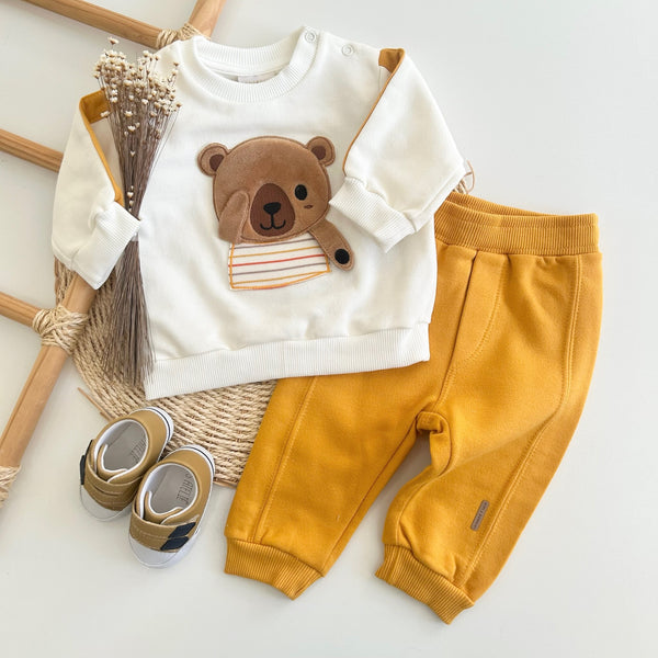 Conjunto de Moletom Flanelado Urso 3D