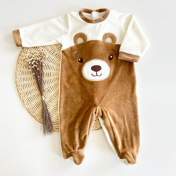 Macacâo Longo Plush Bege e Marrom - Ursinhos e Cavalinhos