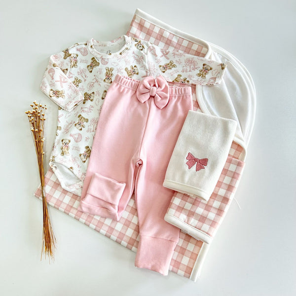 Conjunto Body Manga Longa Ursinha e Calça Ursa para Bebê Meninas em Algodão Egípcio MINI&CO