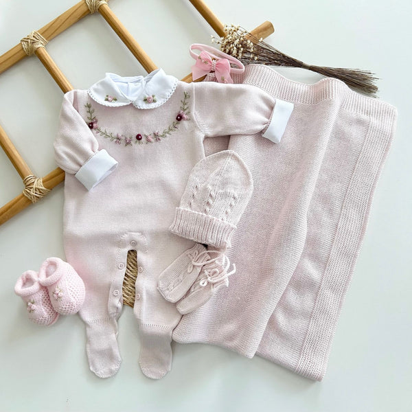 Saída Maternidade Tricot Rosa Rococó