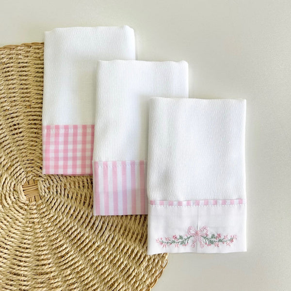 Kit 3 Paninhos de Boca Laço Rosa - Ana's Ateliê